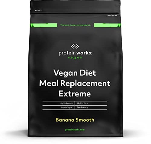 Protein Works - Vegan Diet Meal Replacement Extreme | Plant Based Meal Replacement Shake | Added Vitamins | Aids Weight Loss | 16 Servings | Banana Smooth | 1kg