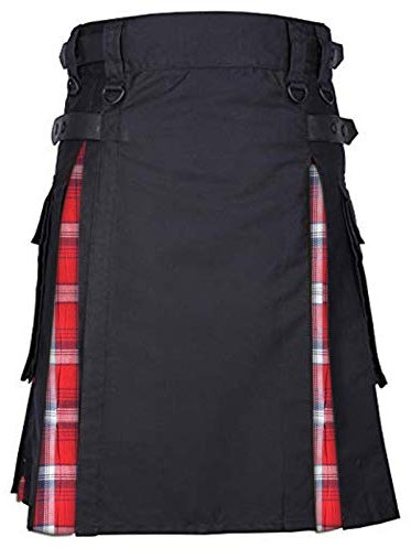 Schöner Kilt Rock Herren Vintage Kilt Schottland Gothic Mode Kendo Taschenröcke Schottische Kleidung Rock Hohe Taille EL