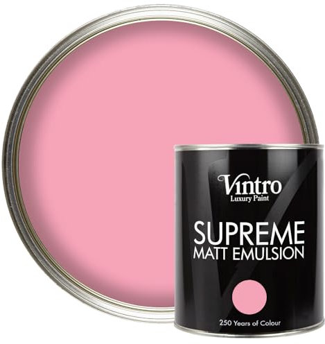 Vintro | Luxury Matt Emulsion | Smooth Chalky Finish | Multi Surface Paint | for Walls, Ceilings, Wood and Metal | 1L (Pink)