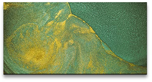 Paul Sinus Leinwandbild 120x60cm Fließende Farben Gold Grün Kunstvoll Dekorativ