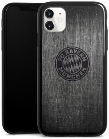 Slim Case extra dünn kompatibel mit Apple iPhone 11 Silikon Handyhülle schwarz Hülle Metallic Look FCB FC Bayern München