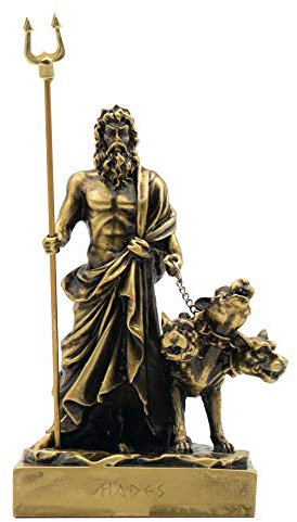 Helcee Handgefertigte bronzebeschichtete Hades mit Cerberus-Statue, 25,4 cm