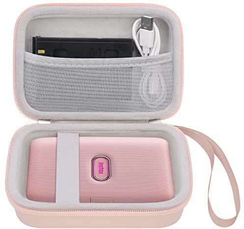 Elonbo Hard Carry Case for Fujifilm Instax Mini Link 3/ Fujifilm Instax Mini Link 2 Smartphone Printer, Portable Instant Photo Printer Travel Case, Mesh Pocket Fits Photo Paper and Cable, Pink