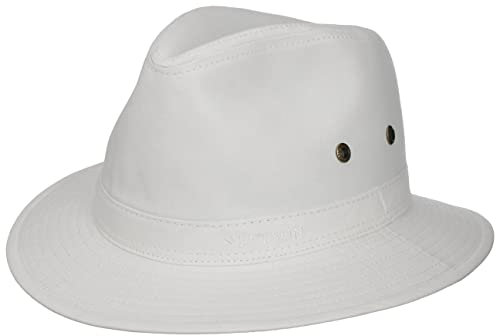 Stetson Organic Cotton Travellerhut Herren Stoffhut aus Bio-Baumwolle mit UV-Schutz 40+ Nachhaltiger Baumwollhut Sonnenhut Frühjahr Sommer weiß M (56-57 cm)