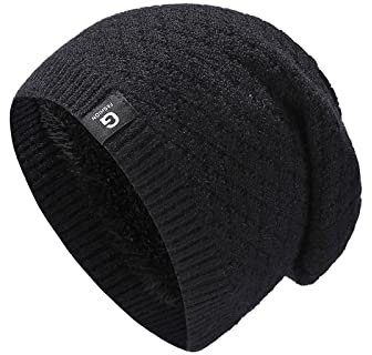 Winter Weiche Hat für Damen Herren S535 Winter Strickmützen Herren Damen Outdoor Warme Verdickung Plus Samt Lose Wintermütze Skullies Marke Winter Ski Männlich Wintermütze Herren (Black, One Size)