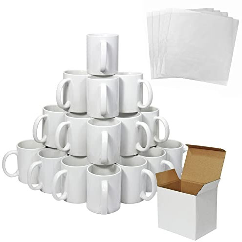 36 Tazas de Sublimación Blancas de Cerámica AAA, Tazas 11 oz 11 Onzas,Tazas para Sublimar Personalizar, Aptas para Lavaplatos+Microondas+5 Hojas de Sublimación GRATIS+Cajas de Presentación Protectoras