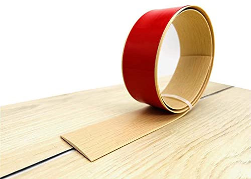 TWSOUL Self Adhesive Floor& Door Flooring Threshold Transition Strip,5M Laminate PVC Flat Threshold Strip 4cm Width Floor Edging Trim Strip for Tile Wood Joins Gap (Light woodgrain/5M) (P-001740)