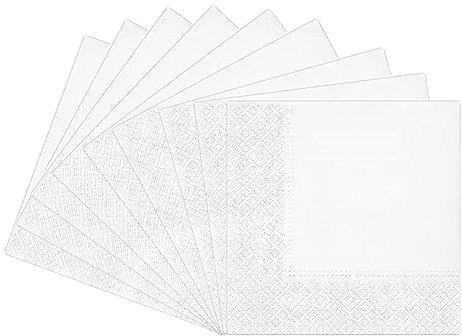 Weiss Servietten 20 stück Papierservietten Weiss 33 x 33 cm Napkins Servietten Paw Cocktailservietten, Tischdeko Hochzeit Papierserviette Einweg Napkins Tisch Dekorationen für Garten Geburtstag Party
