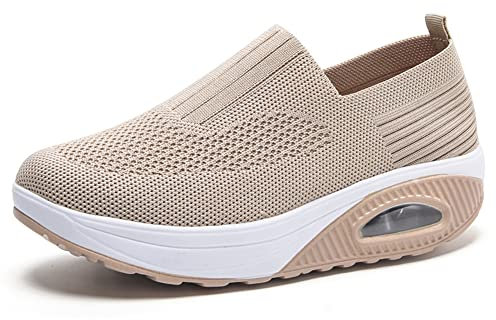 WDRHC Zapatillas Mujer Malla sin Cordones de Verano Zapatillas Depotivas Mujer Brillantes Sneakers Damping Ligeras Durable Transpirables Running Gimnasio Correr