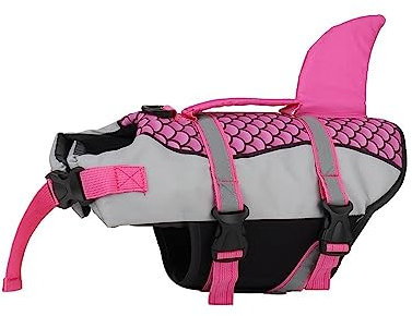 LYCICILI schwimmweste Hund mittel Haustier Hund Schwimmweste Weste Kleidung Schwimmweste Halsband Geschirr, Haustier Schwimmen Sommer Badebekleidung Schuppen Hai (Color : Red, Size : M)