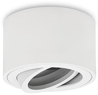 Gleonlux LED Aufbaustrahler Schwenkbar flach, Aufbauspot matt weiß, Deckenspot für LED Module 230V, Spots Deckenleuchte Rund, Spots Deckenlampe Aluminium Ø80x50 mm, Glühbirne nicht inklusive