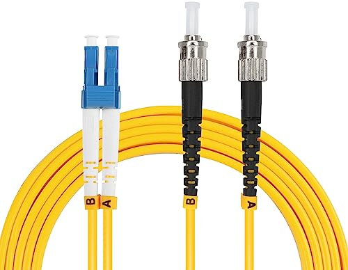 GINTOOYUN Cable de fibra óptica LC a ST de clase A, conector de cerámica LC a ST Single Mode Dual Core cable de fibra óptica para transferencia de datos óptica, fibra óptica CATV, red de área local
