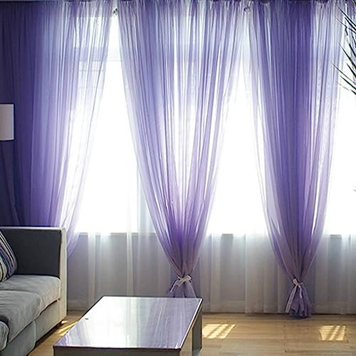 Mesnt Halbtransparente Gardinen Vorhänge, Leichter und atmungsaktiver durchsichtiger Voile-Vorhang für Wohnzimmer Transluzent aus Polyester, Flieder-Rod, 132x213CM-2 STÜCK