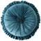 Rundes Kissen, Samt, gerüscht, Blumenkissen, Bodenkissen, Heimdekoration, Kissen für Sofa, Stuhl, Bett, Wohnzimmer, 35 x 35 cm, Blau