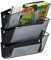 Relaxdays Zeitschriftenhalter Wand, 3er Set, Zeitungsablage, Wandfächer, HBT 39x36x12 cm, Magazinhalter, Metall, schwarz