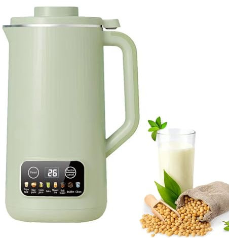 Blender chauffant – Machine à Lait de Soja avec écran LED intelligent, machine à lait de noix de 600 ML avec 10 lames – Machine à soupe avec maintien au chaud, autonettoyante pour amandes (vert)