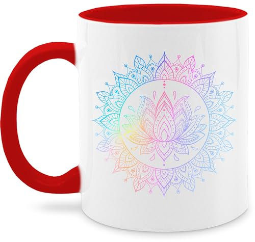 Tasse Tassen 325ml - Yoga - Mandala Lotusblume I Spirituelle Meditation I Pilates Lotus Entspannung - 325 ml - Rot - kaffeetasse spirituell yoga-tasse joga wellness teetasse yoga+tasse geschenke