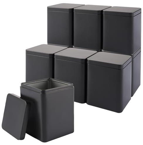 MUXHEL 10 Stück klassische Teedosen für losen Tee, aromadicht aus Metall für je 90g Earl Grey, tee aufbewahrung losen tee - 8 x 8 x 11cm auch ideal als Mehl-, Reis- oder Keksdose