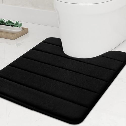 ZALHIN Wc Matte, Memory Foam rutschfeste Weiches Vorleger Toilette, U-Form 50 x 60 cm WC Teppich Saugfähige Toiletten Badvorleger, Badezimmer Waschbar Badteppiche für WC