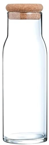 Cucina & Tavola Caraffa in Vetro con tappo in sughero per acqua, succo di frutta, latte - 1000 ml