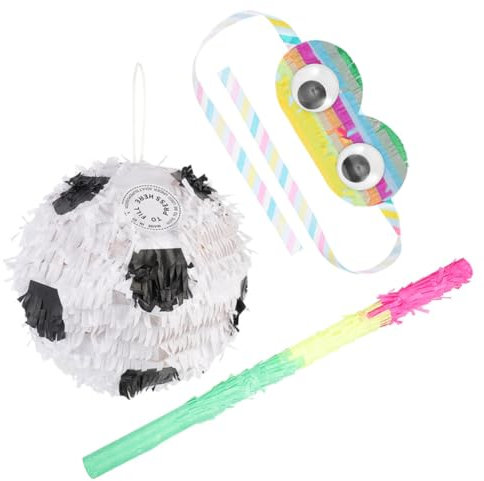 Fußball Party Piñata aus Papier mit Stab und Augenabdeckung