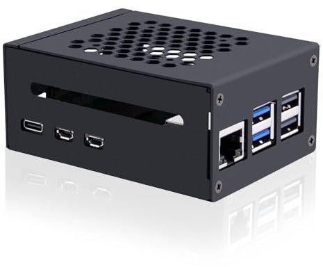 GeeekPi Metall Gehäuse für Raspberry Pi 5,Support PCIe M.2 NVMe SSD Shield Top X1001 / X1003 / X1000 / N04 / N05 & Raspberry Pi 5 Active Cooler (Not Included)