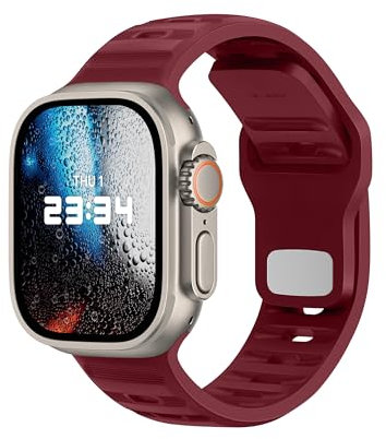 DONEGANI UC1 per Cinturino Apple Watch 40mm 44 mm 46mm 42mm 45mm 41mm 38mm 49mm Se Ultra 2 Serie 10 9 8 7 6 5 4 3 Band Bracciale Sport Silicone, Rosso Bordeaux