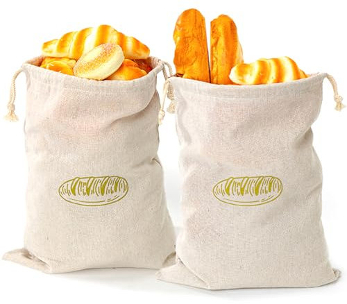 2 Piece Bread Storage Bag, Bread Storage Bag, Linen Bread Packaging Bag, Drawstring Bread Storage Bag, Linen Fruit Vegetable Storage Bag