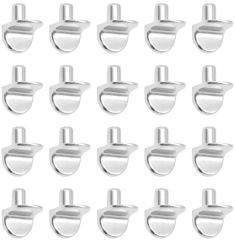 Ruidee 50 Pezzi 5mm Perni per Mensole Supporto per Perni per Scaffali Reggi Mensola Reggimensola a Forma di L Supporti per Ripiani per Librerie Armadi Mobili (XL/Silver)