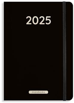 matabooks – Nachhaltiger A5 Kalender/Jahresplaner/Organizer/Terminkalender aus Graspapier – Samaya 2025 Farbe: Black (DE/EN)