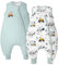 Unnivoll Baby Schlafsack mit Füßen 1,5 Tog 2er Pack Schlafsack Baby Baumwolle Ganzjahre Schlafsack mit Beinen Babyschlafsack Weich 90 cm für Jungen Mädchen Bagger