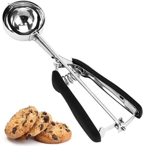 Cookie Scoop, Ice Cream Scoop, 3 Tbsp/ 45 ml/ 1.5 oz, 18/8 Stainless Steel Ice Cream Scooper with Trigger Release, Cupcake Scoop with Non-slip Grip
