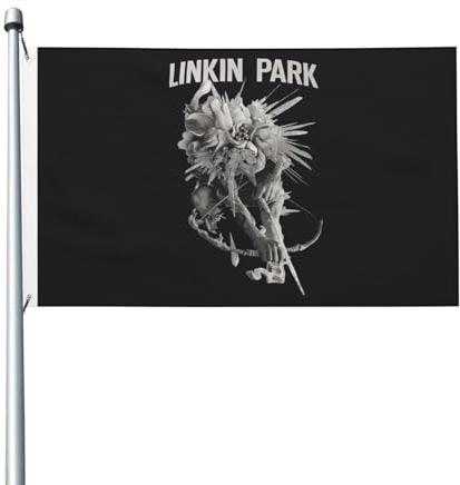 Lin-kin Rock Band Flag Hip-Hop-Flagge 3x5 Fuß mit Ösen Dekorative Gartenflagge für den Außenbereich Musikbanner Hochwertige Polyester-Gartenflagge Lustige Flagge für Gartenhaus-Heimdekoration