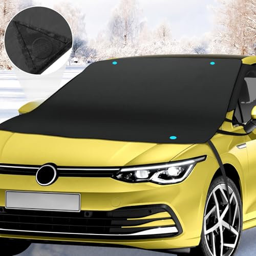 Tovtlan Couverture Pare Brise Voiture, Fixation magnétique Pliable Amovible Couverture Contre la Neige, Protege Pare Brise Givre,Protection Contre la Neige, Le Gel et Le Soleil