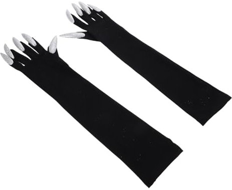 WRITWAA Hexen Fingernägel Handschuhe Handschuhe Nägel Für Halloween Kostüm Schwarz Vollfinger