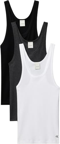 Calvin Klein Damen 3er Pack Tank Tops Scoop Neck Cotton mit Rundhalsausschnitt