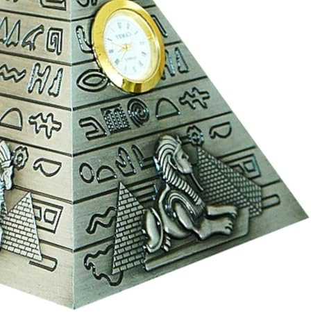 Amosfun Pyramidenornament Im Ägyptischen Design Tischuhr Aus Metall Grau Ideales Wohndekor-Accessoire