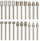 20Pcs Diamond Grinding Bits Set for Dremel Rotary Tools, 3mm Shank Diamond Burr Bits Rotary Drill Tool Sanding Bits for Stone Glass Ceramic Metal Grinding Carving Polishing