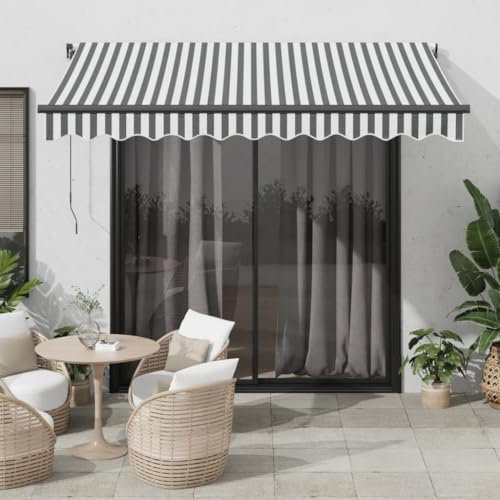 Markise Automatik einziehbar anthrazit und weiß 300x250cm