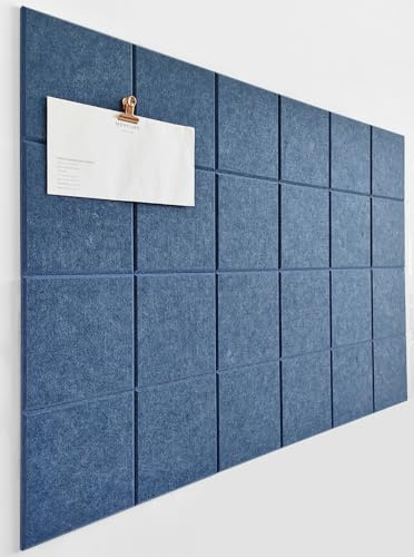DECORETTA Filz Pinnwand (6er Set) | Moderne Alternative zur Korkplatte | Filzfliesen mit Klebepads für Fotos, Memos, Vision Board, Gebetsbrett & Dart-Wandschutz | Büro, Klassenzimmer – Ozeanblau