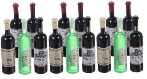 CHICAMPERA 15pièces Bouteilles De Vin Miniatures Plastique Kit pour Décoration De Maison De Poupée Échelle
