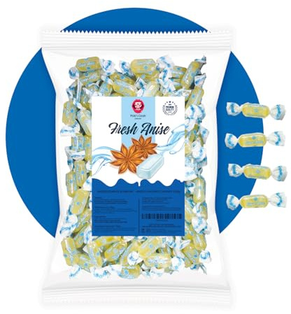 PERE’S CANDY Süßigkeiten Großpackung 1kg - Fresh Anise bonbons 1000g - Anisbonbons – Frisch & Intensiv – Aus Italien - Premium Süßigkeit - Einzeln Verpackt - Karnevals Wurfmaterial