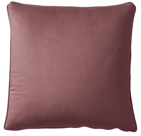 Appletree Heritage Velvet Cushion, 100% Polyester Fill, Plain Dye Style, 55 x 55 cm, Pink, Square, Piped Edges, Polyester Cover, Plain, Adult