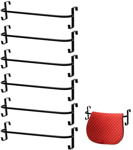 Kritkin 6 Stück Deckenregal mit Reißzwecke, 86,4 cm, tragbare Pferde-Satteldecke, Stange zum Aufhängen von Pferdesatteldecken, Pads, verstellbare Länge