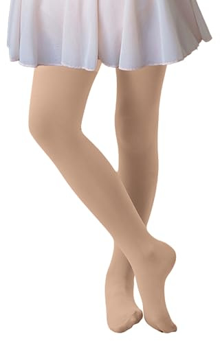 CozyWow Ballettstrumpfhose Mädchen Strumpfhose Ultra Weiche Kinder Elastisch Tanzstrumpfhose Beige 8-10 Jahre