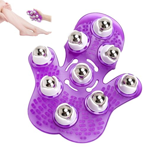 Massagehandschuh mit 9 360-Grad-Kugeln Massage Handschuh zur Muskelentspannung Stressabbau Massagegerät Tragbarer Massage-Handschuh aus PVC & Edelstahl für Nacken Rücken Arme Beine Zuhause & Büro