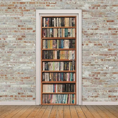 TACOKI Türtapete Selbstklebend Türposter Bücherregal Türbekleben Bücherregal Türbilder, 3D Effekt Fototapete Türfolie Poster Türaufkleber Wandtattoo Tür Dekoration Stickers 100x200 cm 4661z