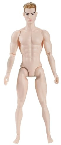 Temeemeg Actionfigur im Maßstab 1:6 mit Mehreren Gelenken, beweglicher männlicher muskulöser Actionfigurenkörper mit Kopf für die Ausstellungspuppensammlung, weiß..