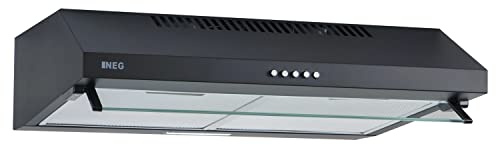 NEG Unterbau Dunstabzugshaube NEG15-DC+ NextGen Doppelmotor, Schwarz | 60 cm, 424 m³/h, Flexibler Abluftanschluss oben/hinten, Umluft
