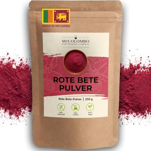 MrCOLOMBO Rote Bete Pulver 250 g | Rote Beete gemahlen, naturrein ohne Zusätze | Beetroot Powder, Direktimport vom Erzeuger | für Smoothies, Bowls, Shakes & natürliche Lebensmittelfarbe